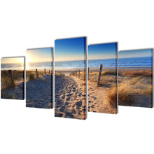 Laden Sie das Bild in den Galerie-Viewer, 5 pz Set Stampa su Tela da Muro Spiaggia di Sabbia 100 x 50 cm