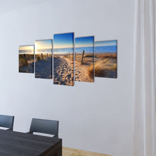 Indlæs billede til gallerivisning 5 pz Set Stampa su Tela da Muro Spiaggia di Sabbia 100 x 50 cm