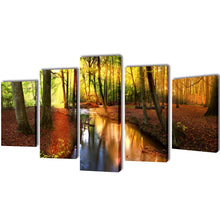 Load image into Gallery viewer, 5 pz Set Stampa su Tela da Muro Modello Bosco 100 x 50 cm