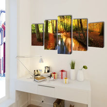 Load image into Gallery viewer, 5 pz Set Stampa su Tela da Muro Modello Bosco 100 x 50 cm