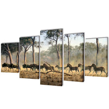 Load image into Gallery viewer, 5 pz Set Stampa su Tela da Muro Zebre 100 x 50 cm