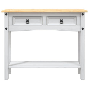 Mobiletto Consolle in Pino Messicano Bianco con Piano Naturale  90x34,5x73 cm