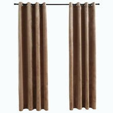 Carica l&#39;immagine nel visualizzatore di Gallery, Tende Oscuranti con Anelli 2 pz Beige in Velluto 140x245 cm