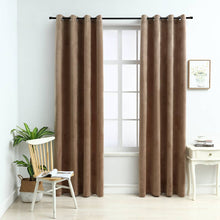 Carica l&#39;immagine nel visualizzatore di Gallery, Tende Oscuranti con Anelli 2 pz Beige in Velluto 140x245 cm
