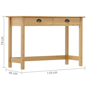 Tavolo Consolle 2 Cassetti 110x45x74 cm in Massello di Pino Miele