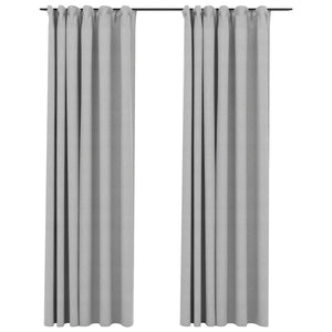 Tende Oscuranti con Ganci Effetto Lino 2 pz Grigie 140x245 cm