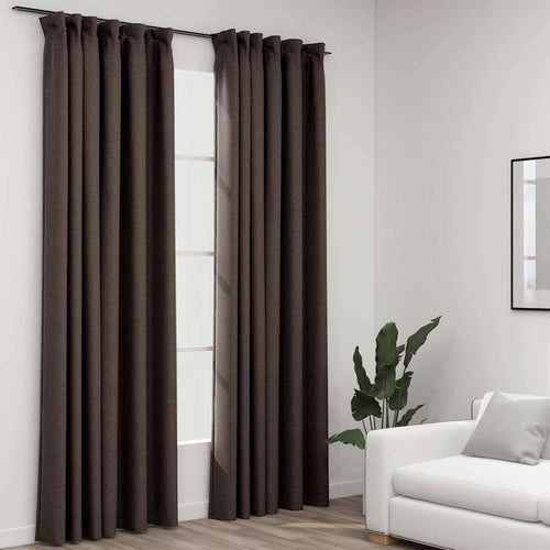 Tende Oscuranti con Ganci Effetto Lino 2 pz Talpa 140x245 cm