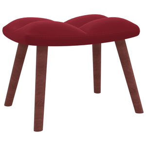 Poltroncina Relax con Pouf Poggiapiedi Rosso Vino in Velluto