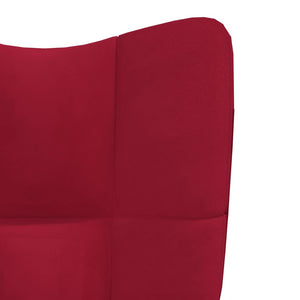 Poltroncina Relax con Pouf Poggiapiedi Rosso Vino in Velluto