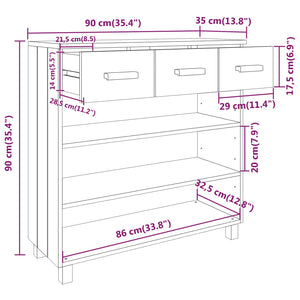 Consolle HAMAR ambra 90x35x90 cm in Legno Massello di Pino