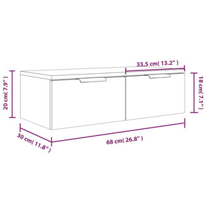 Mobiletto a Muro Bianco Lucido 68x30x20 cm Legno Multistrato