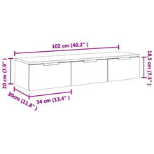 Indlæs billede til gallerivisning Mobiletto a Muro Bianco Lucido 3 Cassetti 102x30x20 cm in Legno Multistrato