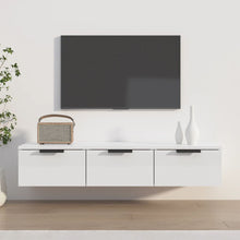 Indlæs billede til gallerivisning Mobiletto a Muro Bianco Lucido 3 Cassetti 102x30x20 cm in Legno Multistrato