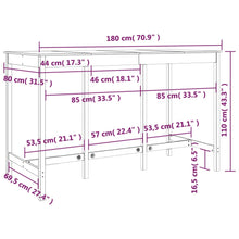 Indlæs billede til gallerivisning Tavolo Bar da Pranzo 180x80x110 cm in Legno Massello di Pino