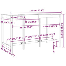 Indlæs billede til gallerivisning Tavolo Bar Bianco 180x80x110 cm in Legno Massello di Pino