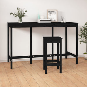 Tavolo Bar Nero 180x80x110 cm in Legno Massello di Pino