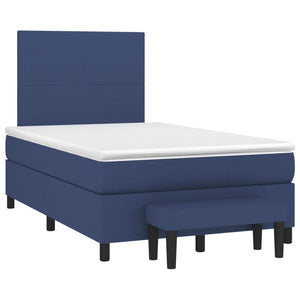 Letto 1 Piazza 1/2 (con Materasso) + Ottomana Blu 120x200 cm in Tessuto