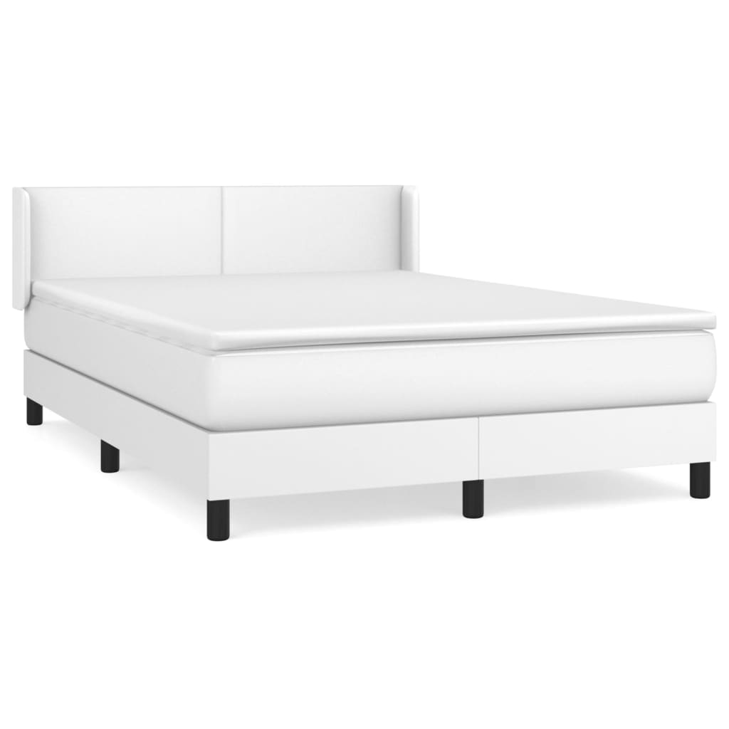 Letto alla Francese (con Materasso) Bianco 140x190 cm in Similpelle