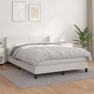 Letto alla Francese (con Materasso) Bianco 140x190 cm in Similpelle