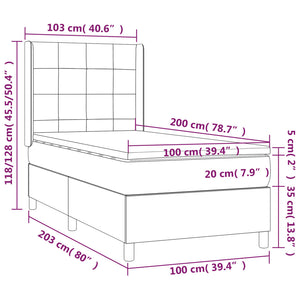 Letto Singolo Maxi (con Materasso) Blu 100x200 cm in Tessuto