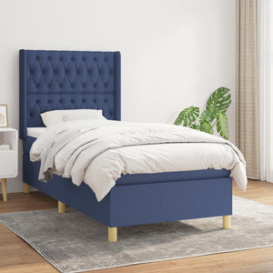 Letto Singolo Maxi (con Materasso) Blu 100x200 cm in Tessuto