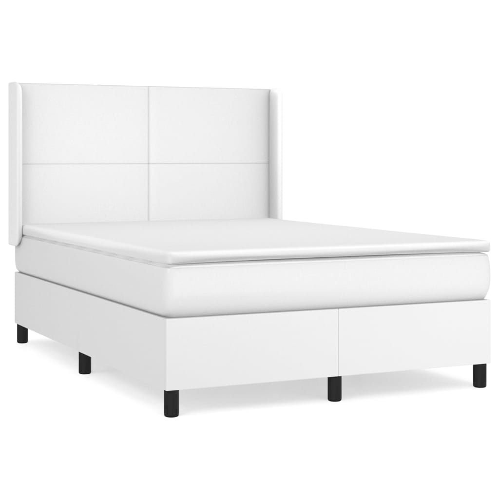 Letto alla Francese (con Materasso) Bianco 140x190 cm in Similpelle