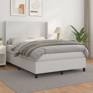 Letto alla Francese (con Materasso) Bianco 140x190 cm in Similpelle