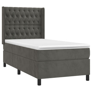 Letto Singolo con Materasso Grigio Scuro 90x190 cm Velluto