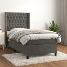 Charger l&#39;image dans la galerie, Letto Singolo con Materasso Grigio Scuro 90x190 cm Velluto