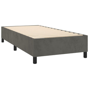 Letto Singolo con Materasso Grigio Scuro 90x200 cm Velluto