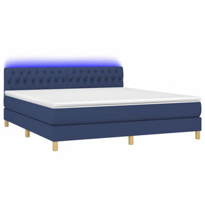 Letto Matrimoniale (con Materasso) LED 160x200 cm in Tessuto Blu