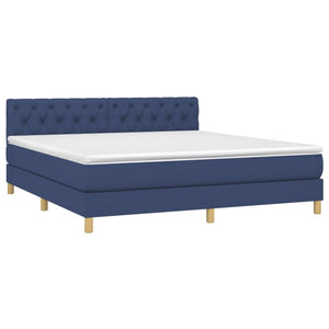 Letto Matrimoniale (con Materasso) LED 160x200 cm in Tessuto Blu