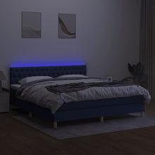 Load image into Gallery viewer, Letto Matrimoniale (con Materasso) LED 160x200 cm in Tessuto Blu