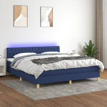 Load image into Gallery viewer, Letto Matrimoniale (con Materasso) LED 160x200 cm in Tessuto Blu