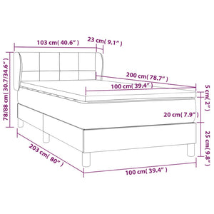 Letto Singolo Maxi (con Materasso) Blu 100x200 cm in Tessuto