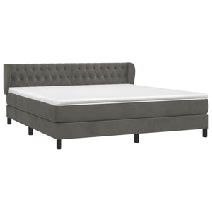 Letto Matrimoniale con Materasso Grigio Scuro 180x200 cm Velluto