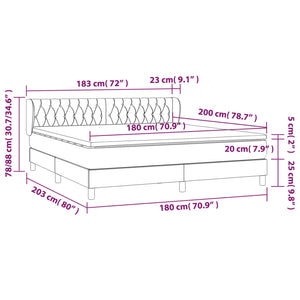 Letto Matrimoniale con Materasso Grigio Scuro 180x200 cm Velluto