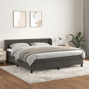 Letto Matrimoniale con Materasso Grigio Scuro 180x200 cm Velluto