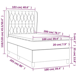 Letto Singolo Maxi (con Materasso) Blu 100x200 cm in Tessuto