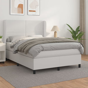 Letto alla Francese (con Materasso) Bianco 140x190 cm in Similpelle