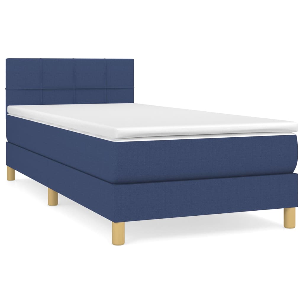 Letto Singolo Maxi (con Materasso) Blu 100x200 cm in Tessuto