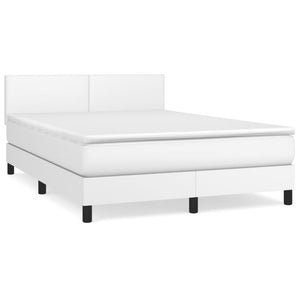 Letto alla Francese (con Materasso) Bianco 140x190 cm in Similpelle