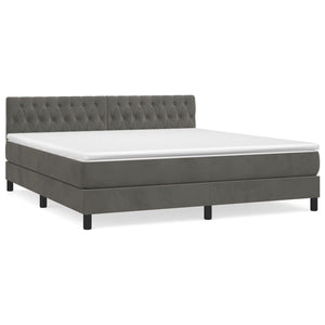 Letto Matrimoniale con Materasso Grigio Scuro 180x200 cm Velluto