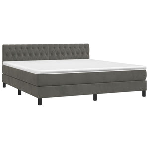 Letto Matrimoniale con Materasso Grigio Scuro 180x200 cm Velluto