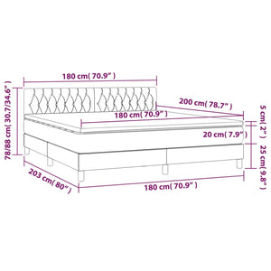 Letto Matrimoniale con Materasso Grigio Scuro 180x200 cm Velluto