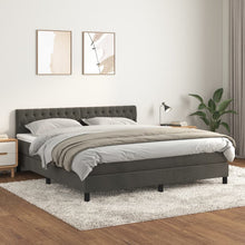 Load image into Gallery viewer, Letto Matrimoniale con Materasso Grigio Scuro 180x200 cm Velluto