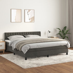 Letto Matrimoniale con Materasso Grigio Scuro 180x200 cm Velluto