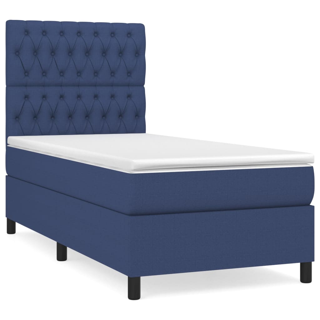 Letto Singolo Maxi (con Materasso) Blu 100x200 cm in Tessuto