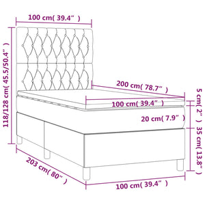 Letto Singolo Maxi (con Materasso) Blu 100x200 cm in Tessuto