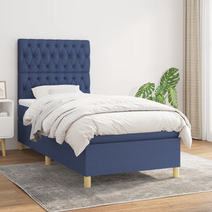 Letto Singolo Maxi (con Materasso) Blu 100x200 cm in Tessuto